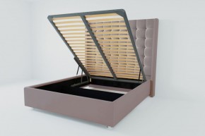 Кровать Венеция ЛЮКС с ПМ 1200 (велюр темно-серый) в Кургане - kurgan.ok-mebel.com | фото