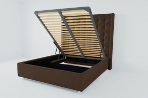Кровать Венеция ЛЮКС с ПМ 1600 (экокожа коричневая) в Кургане - kurgan.ok-mebel.com | фото