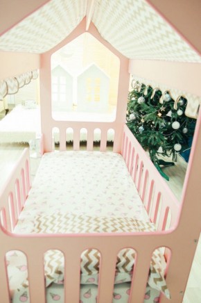 Кровать-домик без ящика 800*1600 (Розовый) в Кургане - kurgan.ok-mebel.com | фото 3