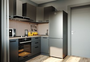 Кухня угловая Антрацит 2200х1000 (Стол. 38мм) в Кургане - kurgan.ok-mebel.com | фото