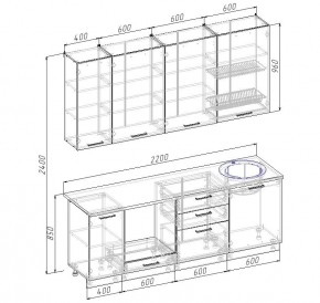 Кухонный гарнитур Крафт 2200 h950 (Стол. 38мм) в Кургане - kurgan.ok-mebel.com | фото 2