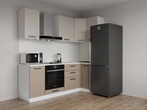 Кухонный гарнитур угловой Каппучино 2200*1000 (Стол. 38мм) в Кургане - kurgan.ok-mebel.com | фото