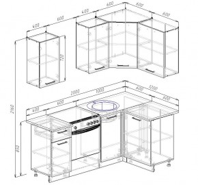Кухонный гарнитур угловой Капри 2000х1200 (Стол. 26мм) в Кургане - kurgan.ok-mebel.com | фото 2