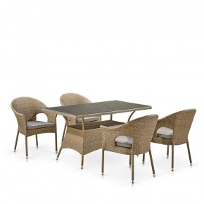 Обеденный комплект плетеной мебели T198B/Y79B-W56 Light Brown (4+1) в Кургане - kurgan.ok-mebel.com | фото