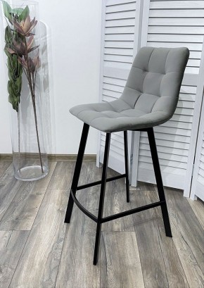 Полубарный стул CHILLI-QB SQUARE светло-серый #26, велюр / черный каркас (H=66cm) М-City в Кургане - kurgan.ok-mebel.com | фото 2