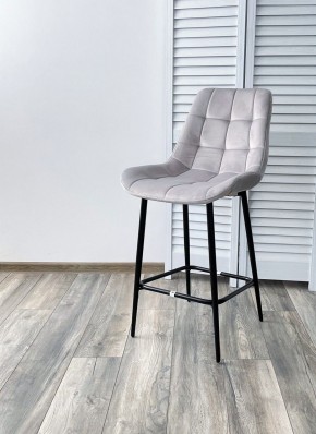 Полубарный стул ХОФМАН, цвет H-09 Светло-серый, велюр / черный каркас H=63cm М-City в Кургане - kurgan.ok-mebel.com | фото 2