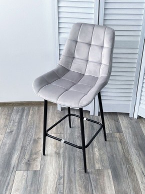 Полубарный стул ХОФМАН, цвет H-09 Светло-серый, велюр / черный каркас H=63cm М-City в Кургане - kurgan.ok-mebel.com | фото 4