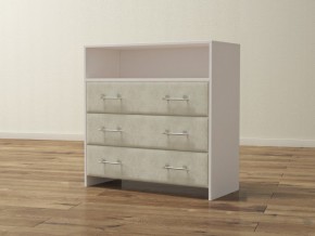 PROxSON Комод Varna (ЛДСП Белая+ткань Белый/Savana Milk (молочный)) 90x40 в Кургане - kurgan.ok-mebel.com | фото