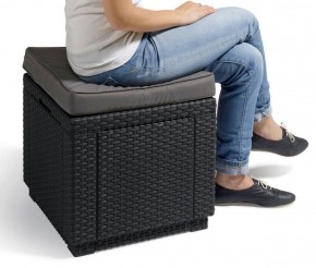 Пуфик Куб с подушкой (Cube with cushion) коричневый - серо-бежевый* в Кургане - kurgan.ok-mebel.com | фото 2