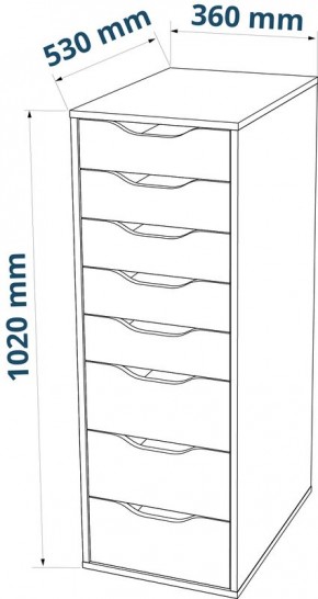 S01415 Ингар 8 комод 36x102x53, серо-бирюзовый в Кургане - kurgan.ok-mebel.com | фото