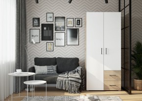Шкаф 2-х створчатый с ящиками VICTOR (Сонома-Белый) в Кургане - kurgan.ok-mebel.com | фото 3