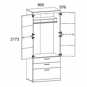 Шкаф 2D3S OSKAR , цвет дуб Санремо в Кургане - kurgan.ok-mebel.com | фото 3