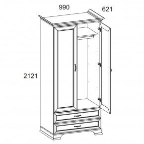 Шкаф 2DG2S, TIFFANY, цвет вудлайн кремовый в Кургане - kurgan.ok-mebel.com | фото 3