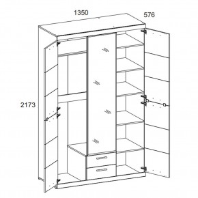 Шкаф 3D2S Z OSKAR , цвет дуб Санремо в Кургане - kurgan.ok-mebel.com | фото 3