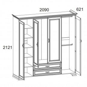 Шкаф 4D2S Z, TIFFANY, цвет вудлайн кремовый в Кургане - kurgan.ok-mebel.com | фото 2