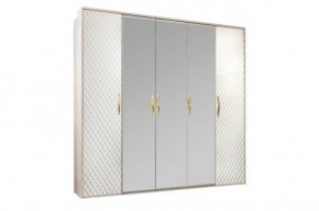 Шкаф 5-ти ств с зеркалами Lara (белый глянец) в Кургане - kurgan.ok-mebel.com | фото
