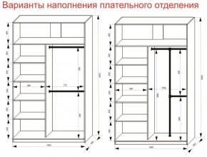 Шкаф-купе 1400 серии SOFT D6+D6+B2+PL3 (2 ящика+2штанги) профиль «Капучино» в Кургане - kurgan.ok-mebel.com | фото 8