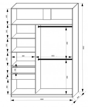 Шкаф-купе 1600 серии SOFT D8+D2+B2+PL4 (2 ящика+F обр.штанга) профиль «Графит» в Кургане - kurgan.ok-mebel.com | фото 2