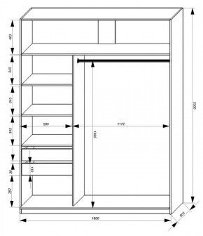 Шкаф-купе 1800 серии SOFT D1+D3+B2+PL1 (2 ящика+1штанга) профиль «Графит» в Кургане - kurgan.ok-mebel.com | фото 3