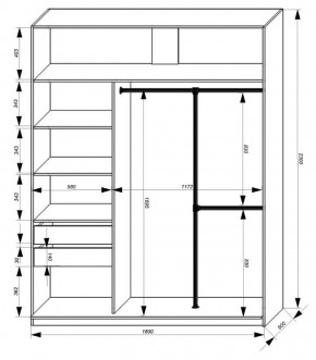 Шкаф-купе 1800 серии SOFT D8+D2+B2+PL4 (2 ящика+F обр.штанга) профиль «Графит» в Кургане - kurgan.ok-mebel.com | фото 3