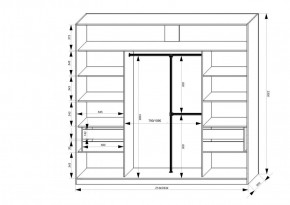 Шкаф-купе 2150 серии NEW CLASSIC K4+K4+K4+B22+PL4(по 2 ящика лев/прав+F обр.штанга) профиль «Капучино» в Кургане - kurgan.ok-mebel.com | фото 3