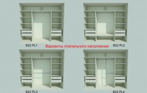 Шкаф-купе 2150 серии NEW CLASSIC K6Z+K1+K6+B22+PL2(по 2 ящика лев/прав+1 штанга+1 полка) профиль «Капучино» в Кургане - kurgan.ok-mebel.com | фото 6