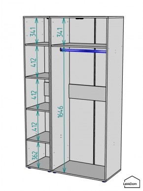 Шкаф Linnea MHR-3-1 2050х1200х510 (ДВ-М 11.1.25) в Кургане - kurgan.ok-mebel.com | фото 3