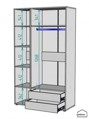 Шкаф Linnea MHR-3-2 2050х1200х510 (ДВ-М 11.1.25) в Кургане - kurgan.ok-mebel.com | фото 3