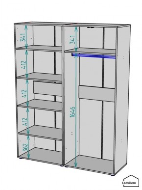 Шкаф Linnea MHR-4-1 2050х1600х510 (Белый-М 11.1.1) в Кургане - kurgan.ok-mebel.com | фото 3