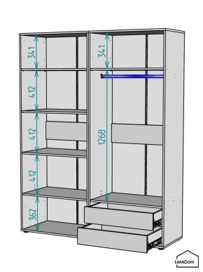 Шкаф Linnea MHR-4-2 2050х1600х510 (ДВ-М 11.1.25) в Кургане - kurgan.ok-mebel.com | фото 3