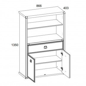 Шкаф открытый 2D1S, MAGELLAN, цвет Сосна винтаж в Кургане - kurgan.ok-mebel.com | фото 3