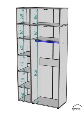 Шкаф с антресолью Linnea MHR-3A-1 2450х1200х510 (Графит-М 11.1.25) в Кургане - kurgan.ok-mebel.com | фото 3