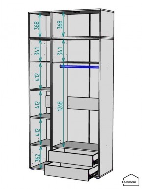 Шкаф с антресолью Linnea MHR-3A-2 2450х1200х510 (Графит-М 11.1.25) в Кургане - kurgan.ok-mebel.com | фото 3