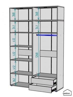 Шкаф с антресолью Linnea MHR-4A-2 2450х1600х510 (Белый-М 11.1.2) в Кургане - kurgan.ok-mebel.com | фото 2