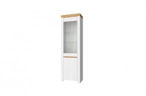 Шкаф с витриной  1V1D, TAURUS, цвет белый/дуб вотан в Кургане - kurgan.ok-mebel.com | фото 1