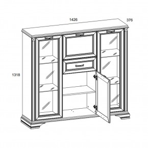 Шкаф с витриной 2V2D1S, MONAKO, цвет Сосна винтаж/дуб анкона в Кургане - kurgan.ok-mebel.com | фото 2