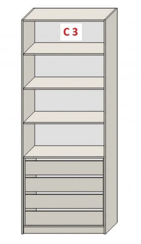 Шкаф СТАНДАРТ С3 4 ящика серия "ГЕСТИЯ" (Бело-серый/Дуб Небраска натуральный ) 800*520*2300 в Кургане - kurgan.ok-mebel.com | фото 2