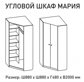 Шкаф угловой Мария 880*880 (ЛДСП 1 кат.) в Кургане - kurgan.ok-mebel.com | фото 2