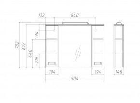 Шкаф-зеркало Cube 90 Эл. Домино (DC5012HZ) в Кургане - kurgan.ok-mebel.com | фото 2
