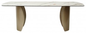 Стол BRONTE 220 KL-188 Контрастный мрамор матовый, итальянская керамика/ Шампань, ®DISAUR в Кургане - kurgan.ok-mebel.com | фото 2