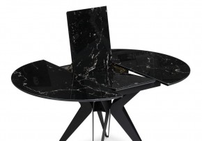 Стол стеклянный Рикла 110(150)х110х76 черный мрамор / черный в Кургане - kurgan.ok-mebel.com | фото 4