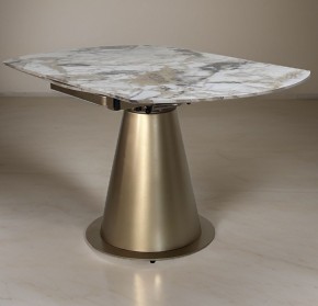 Стол TERAMO 135 GLOSS GRAND JADE SOLID CERAMIC, керамика, поворотн.механизм / Бронзовый, ®DISAUR в Кургане - kurgan.ok-mebel.com | фото