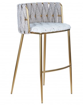 Стул барный DOBRIN EMMA GOLD, белый PU (T-01), белая ткань (F-49) в Кургане - kurgan.ok-mebel.com | фото 2