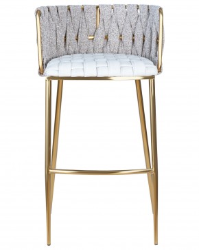 Стул барный DOBRIN EMMA GOLD, белый PU (T-01), белая ткань (F-49) в Кургане - kurgan.ok-mebel.com | фото 5