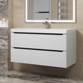 Тумба под раковину Uperwood Tanos 100 см, подвесная, белая/графит в Кургане - kurgan.ok-mebel.com | фото