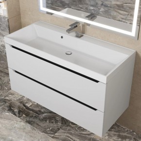 Тумба под раковину Uperwood Tanos 100 см, подвесная, белая/графит в Кургане - kurgan.ok-mebel.com | фото 10
