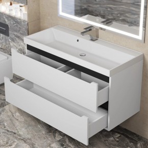 Тумба под раковину Uperwood Tanos 100 см, подвесная, белая/графит в Кургане - kurgan.ok-mebel.com | фото 9
