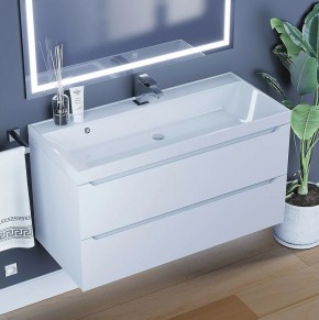 Тумба под раковину Uperwood Tanos 100 см, подвесная, белая матовая в Кургане - kurgan.ok-mebel.com | фото 10