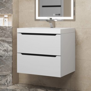 Тумба под раковину Uperwood Tanos 60 см, подвесная, белая/графит в Кургане - kurgan.ok-mebel.com | фото
