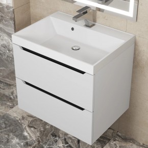 Тумба под раковину Uperwood Tanos 60 см, подвесная, белая/графит в Кургане - kurgan.ok-mebel.com | фото 10